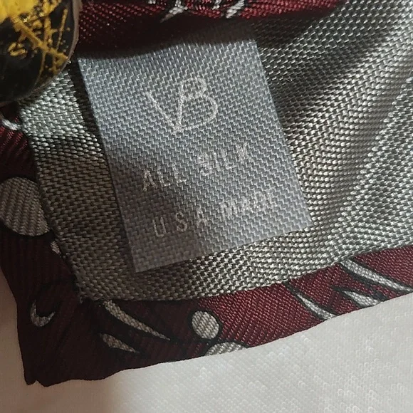 Disney Burgundy Tie with Mickey Mouse Pattern. All silk USA Made. - Picture 6 of 6